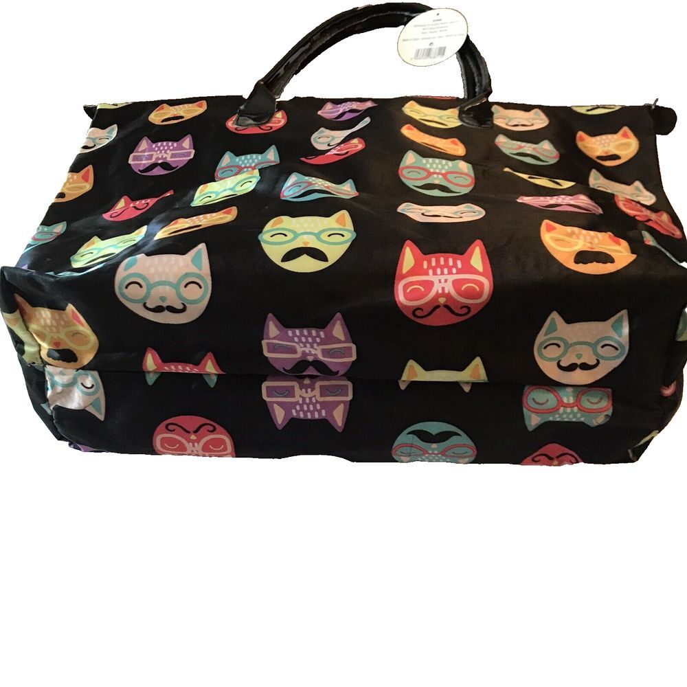 Arcadia Colorful Cat Faces Holiday Beauty Hair Care/Any Occasion Tote NWT - Picture 2 of 8